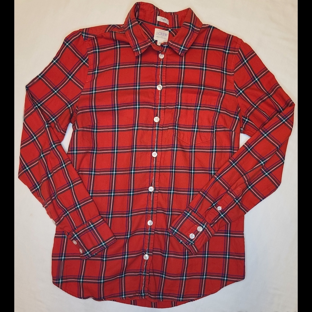 Womens J. Crew Red Plaid Button Down Longsleeve XS